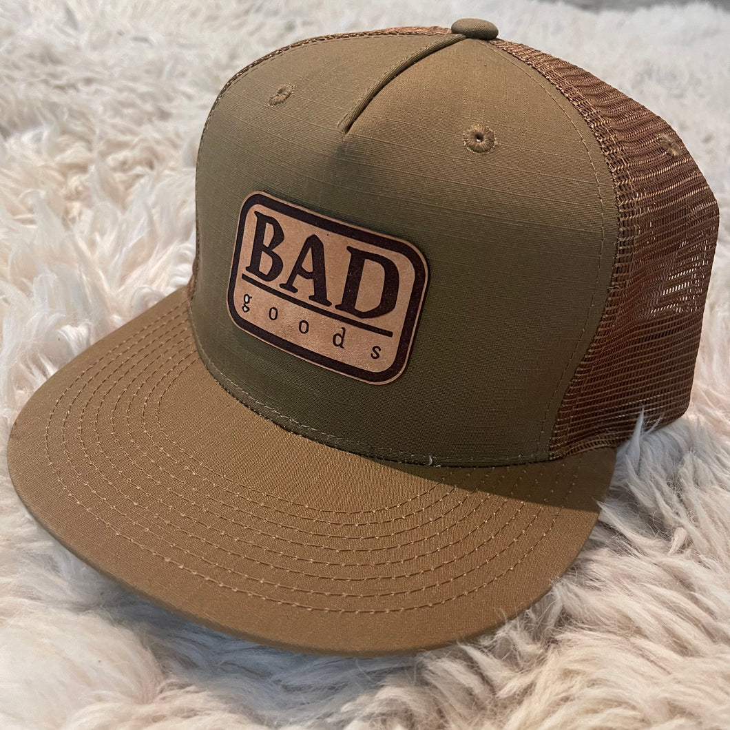 #905 - Multicolor Trucker Hat with Tan Leather Patch