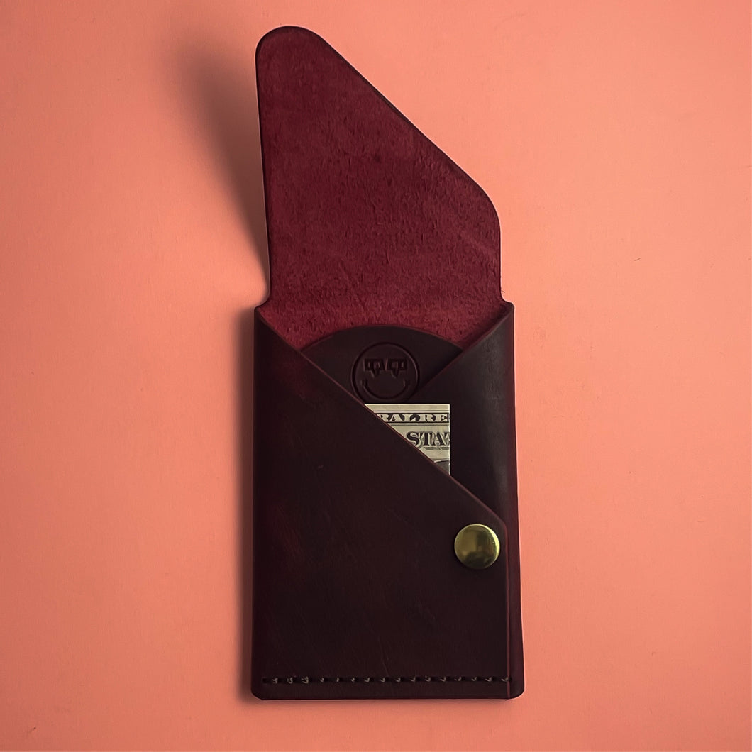 #503 - The Chooch: Wild Cherry Crazy Horse, #1 Brown Stitching, Brass Hardware
