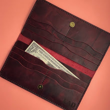Load image into Gallery viewer, #601 The Garth: Wild Cherry Crazy Horse Leather, #0 Brown Stitching
